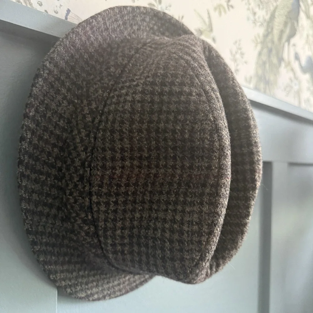 Vintage Pendleton 100% Virgin Wool Fedora Hat XL Gray Houndstooth Made USA F/W